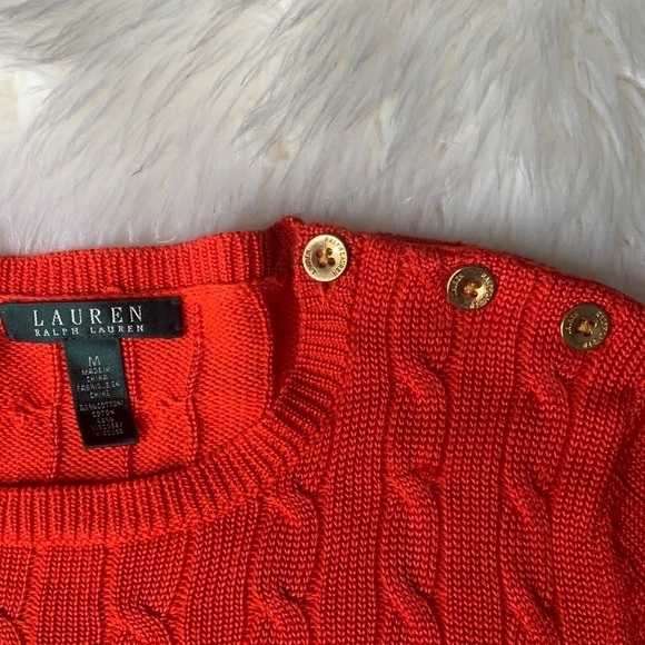 Lauren Ralph Lauren RedLs Sweater Shoulder Buttons - Picture 2 of 12